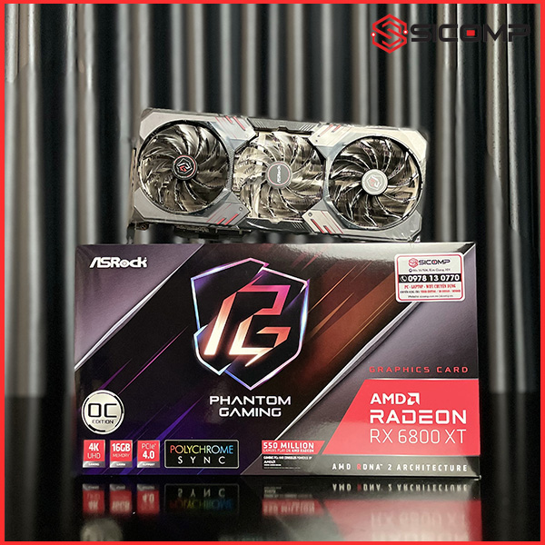 Card MÀn HÌnh Asrock Radeon Rx 6800 Xt Phantom Gaming D 16g Oc